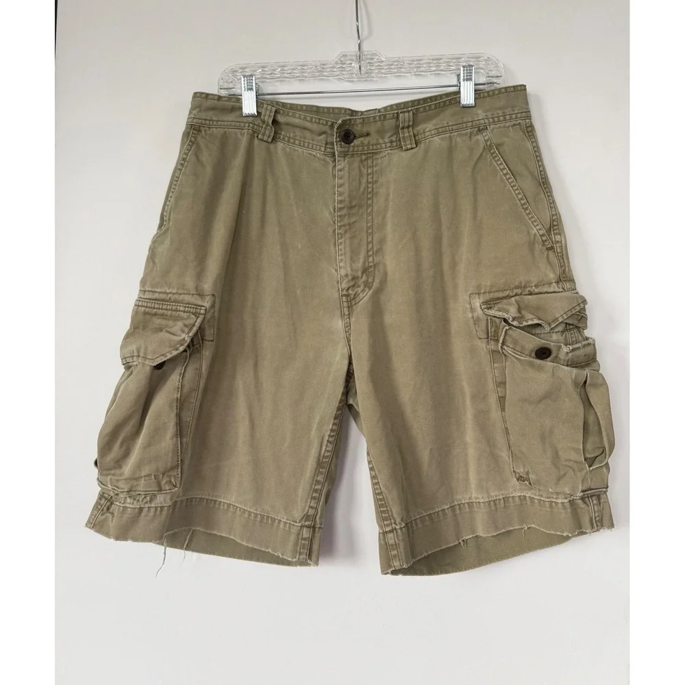 Polo Ralph Lauren Classic 67 Chino Cargo Short Mens 33 Tan Cotton Grunge Utility